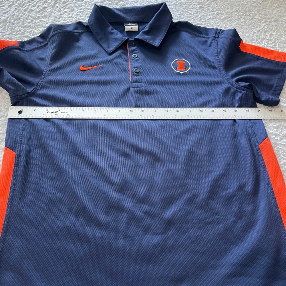 Nike Illinois Fighting Illini Dri-FIT Polo Shirt Mens Medium Navy Blue Orange
